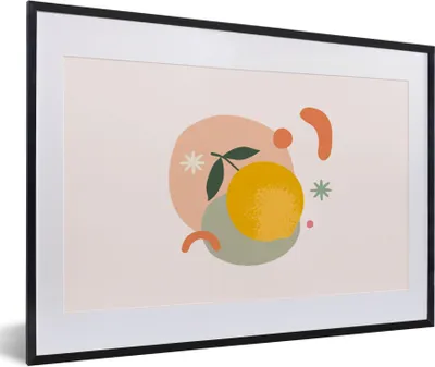 Produktbild von MuchoWow® Gerahmtes Poster Zitrone - Frucht - Pastell 60x40 cm - Poster mit Schwarzem Bilderrahmen Wandposter Rahmen Foto Bilder - Schlafzimmer - Plakat in Rahmen - Drucken