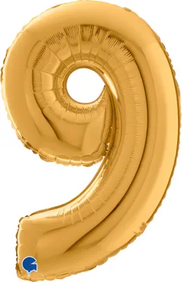 Image de Ballon gonflable numéro 9 doré 66cm