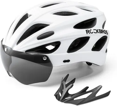 Zdjęcie produktu dla Kask rowerowy ROCKBROS, kask szosowy z odpinanym daszkiem, kask miejski, lekki kask miejski dla mężczyzn i kobiet, rozmiar MTB L