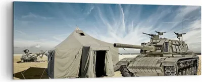 Produktbild von Bild auf Leinwand - Leinwandbild - Panzer Poligon Feld - 140x50cm - Wand Bild - Wanddeko - Leinwanddruck - Bilder - Kunstdruck - Wanddekoration - Leinwand bilder - Wandkunst - AB140x50-3723