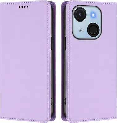 Immagine prodotto di Custodia in pelle per itel A50C, custodia magnetica in Finto cuoio con supporto viola chiaro
