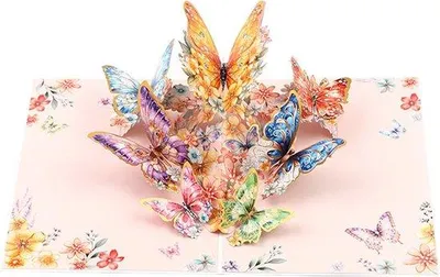 Zdjęcie produktu dla Kartka rozkładana - Motyl - Kartka rozkładana z życzeniami - Elegancka kartka rozkładana - Kartka 3D z życzeniami - Kartka urodzinowa dla mamy i kobiet - Kartka urodzinowa dla kobiety - Kartka walentynkowa - Kartka na Dzień Matki - Kartka urodzinowa dla córki - W zestawie koperty