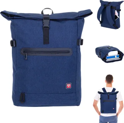 Produktbild von Kurierrucksack Freizeitrucksack Rucksack Damen Herren Elephant AllDay Laptoprucksack Fahrradrucksack Reise Sport Büro Tasche Handgepäck A4 Large 12962 Blau + Trinkflasche