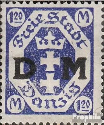 Produktbild von Briefmarken Danzig 1921 Mi D12F, ohne Rosettenunterdruck mit Falz Dienstmarke