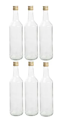 Produktbild von 6 x Glasflasche á 1000ml mit Schraubverschluss - leere Flaschen zum befüllen als Saftflasche Ölflasche Schnapsflasche Einmachflasche Likörflaschen und mehr