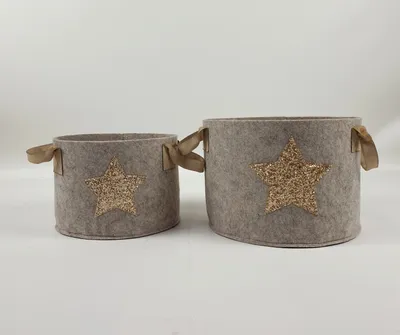 Produktbild von Filzkorb-Set mit Stern gold 2-teilig