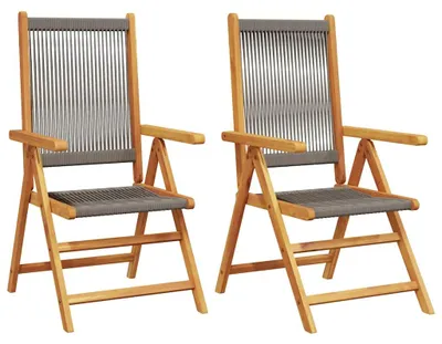 Produktbild von vidaXL Klappstühle, 2 Stück, grau, Massivholz Akazie und Polypropylen
