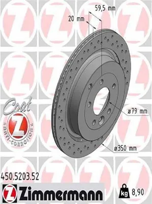 Produktbild von 2x ZIMMERMANN Bremsscheibe 450.5203.52 für LAND ROVER Range Rover Sport (L320)