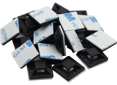 Immagine prodotto di Clip adesivi per cavi - 300 pezzi - 20 x 20 mm - Fascette per cavi - Supporto di montaggio - Resistenti - Ignifughi