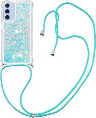 Produktbild von Samsung Galaxy A15 Hülle - Coverup Liquid Glitzer Back Cover mit Handykette - Hellblau