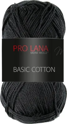 Produktbild von Pro Lana BASIC Baumwolle Baumwollgarn 50 g ideal für Kleidung, Spielzeug, Accessoires 125 m Farbe 099 - schwarz