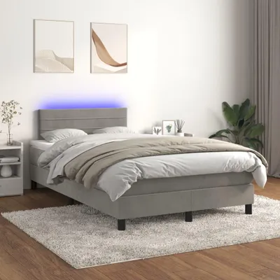 Obrázok produktu pre vidaXL Boxspring posteľ s matracom a LED Light Grey 120x200 cm Velvet