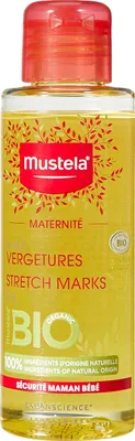 Produktbild von Mustela, Dehnungsstreifenöl, 105 ml, Bio, Parfümfrei, für Schwangerschaft & Prävention, alle Hauttypen, mit Lupeol, Granatapfelsamen-, Avocado-, Hagebutten- & Baobabölen