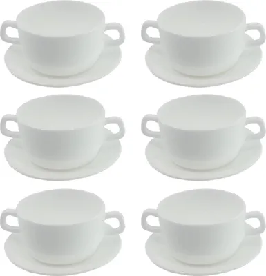 Produktbild von 6 Suppentasse 32cl Restaurant weiß stapelbar mit Untertasse