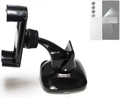 Produktbild von K-S-Trade kompakte Handy-Halterung Windschutzscheibe kompatibel mit Meizu 21 Pro Armaturenbrett schwarz Autohalterung KFZ Halter Scheiben-Halterung