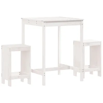 Produktbild von vidaXL 3-tlg. Gartenbar-Set Weiß Massivholz Kiefer