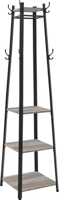 Immagine prodotto di Appendiabiti VASAGLE, appendiabiti con 3 livelli, ganci e aste, struttura in acciaio, stile industriale, grigio e nero