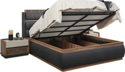 Produktbild von Zweifarbige Schlafzimmer Designer Garnitur Doppelbett Schrank Kommode
