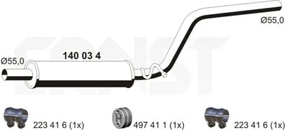 Produktbild von ERNST 140034 Mittelschalldämpfer Schalldämpfer für VW Caddy III Kombi (2KB, 2KJ, 2CB, 2CJ)