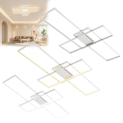 Obrázok produktu pre XINZI 120 W LED stropné svietidlo, moderné geometrické, stmievateľné, stropná lampa, hranaté stropné svietidlá z kovu, stropné osvetlenie do obývacej izby, biele
