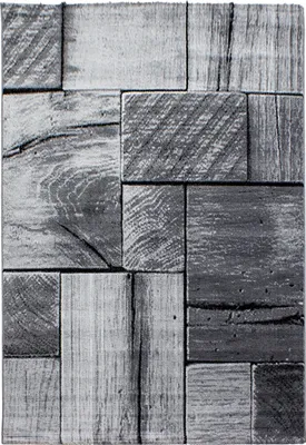 Produktbild von Villa Möbel Pararo Wohnzimmer-Teppich, Designteppich, 3D-Holzdesign, Schwarz, Farbe:Schwarz, Grösse:200x290 cm