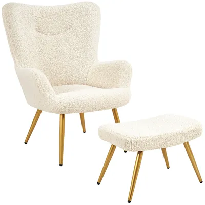 Productafbeelding van Yaheetech fauteuil met voetenbankje, bekleed met polyester, tv-fauteuil, fauteuil met armleuningen