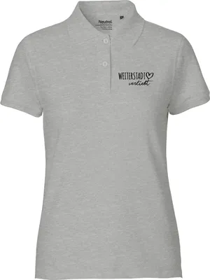 Produktbild von Huuraa Damen Polo Shirt Weiterstadt verliebt XXL Sport Grey Bio Baumwolle Fairtrade Poloshirt Geschenkidee