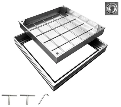 Produktbild von Rutschfeste quadratische Aluminium-Wartungsöffnung 40x40 cm