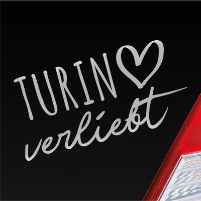 Produktbild von Auto Aufkleber Turin verliebt Herz Stadt Heimat Liebe Car 19x10 cm Silber Sticker Heckscheibenaufkleber
