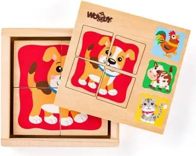 Produktbild von Woody Minipuzzle Tiere in einer Holzbox 102193048