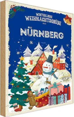 Produktbild von vianmo Holzschild 30x20 cm Weihnachtsgrüße NÜRNBERG Weihnachten