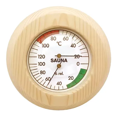 Produktbild von Thermometer, Hygrometer,Saunazubehör,0-120°,15.5cm,Mini Runde Wandbehang,unverzichtbares Saunazubehör für genaue Messungen