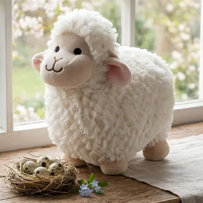 Produktbild von Dekofigur "Schäfchen" aus Kunstfell, flauschig weich, Deko Schaf für Ostern, Oster-Geschenk, Osterdeko