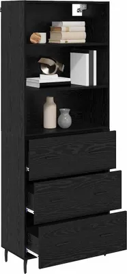 Obrázok produktu pre vidaXL Highboard čierny dubový vzhľad 69,5 x 34 x 180 cm