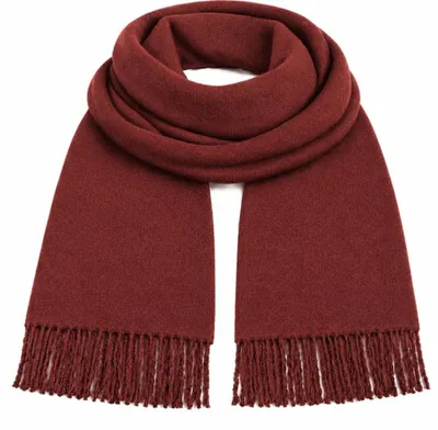 Produktbild von Kuschelig weicher XL Schal Damen Rot mit Fransen - Flauschiger Winterschal, KI-generiertes Bild