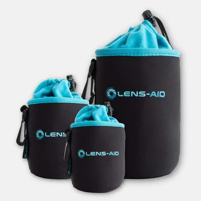 Produktbild von Lens-Aid 3er Set Neopren Objektivbeutel mit Fütterung - Objektivtasche XS + S + M