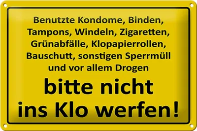 Produktbild von Blechschild Hinweis 30x20cm nicht ins Klo werfen
