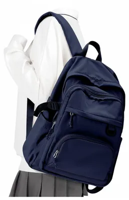 Produktbild von Rucksack mit Laptopfach, wasserdicht, für Damen und Herren, Schulrucksack, Teenager, Uni, Marineblau