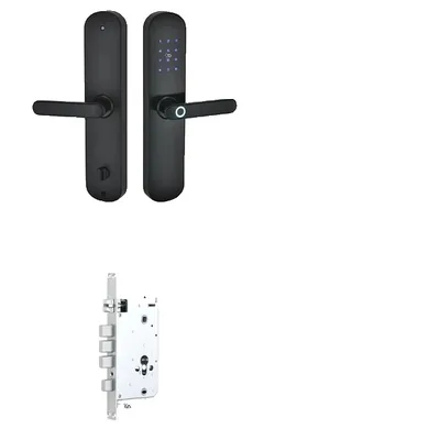 Immagine prodotto di Serratura intelligente per porte, connessione Bluetooth, accesso biometrico con impronta digitale, quadrato nero 6068