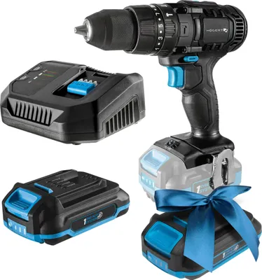 Produktbild von HÖGERT TECHNIK Akku-Schlagbohrschrauber Set 18V, 50 Nm Drehmoment, 2,0 Ah Akku, 4A Ladegerät, Metallgetriebe, LED-Beleuchtung, Für Beton, Holz & Metall + PROMO 2,0 Ah Akku