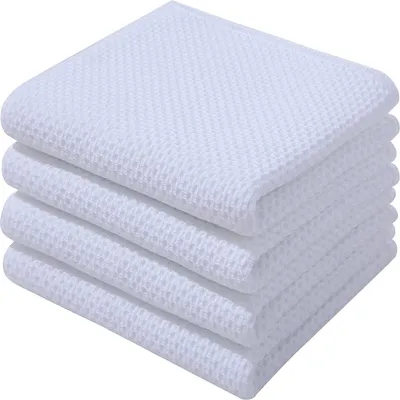 Produktbild von STILVORA Handtücher 4er-Set, Baumwoll-Küchentücher, Waffelmuster, saugfähig, pflegeleicht, Geschirrtücher, Handtücher, Küchenhandtuch-Set, Weiß 34*73cm