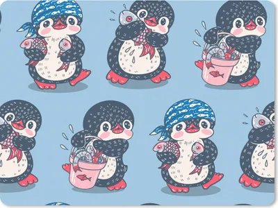 Produktbild von MuchoWow® Mauspad Mousepad Pinguin - Gestaltung - Fisch 23x19 cm - Mousepads - Maus Mat - Pad - Mausunterlage - Schreibtischunterlage - Mauspad