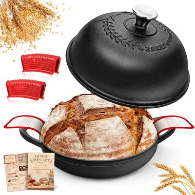 Produktbild von Gusseisenpfanne 5,7 l, 26 cm, für Brot backen, Bräter und Dutch Oven, Gusseisen