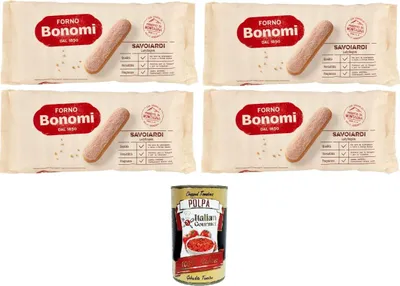Produktbild von Forno Bonomi- Savoiardi Classici Klassische Löffelbiskuits 4x 200gr + Italian Gourmet polpa 400g