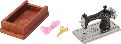 Image de Machine à coudre miniature pour maison de poupée,Machine à coudre miniature vintage,Machine à coudre pour maison de poupée 1/12,Machine à coudre pour maison de poupée,Modèle de machine à coudre miniature,Accessoire pour maison de poupée 1/12