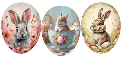 Produktbild von Original Nestler 3er Set Ostereier Sammler Ei 15cm Häschen Motiv Füllei handmade Deko Geschenkverpackung Pappei