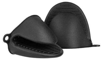 Produktbild von kwmobile 2x Silikon Topflappen - Ofenhandschuh Set - Topfhandschuhe - Topflappen Handschuhe - Backofenhandschuhe aus Silikon - Schwarz