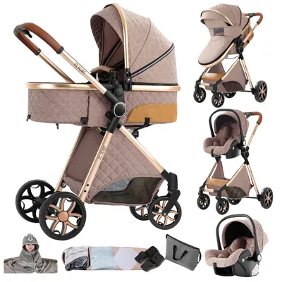 Productafbeelding van Babywagen, reiswagensysteem, compact inklapbaar, model YV9-KHAKI