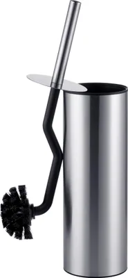 Produktbild von Relaxdays WC-Bürste, Toilettenbürste mit Randreiniger, Spritzschutz, hygienisch, Klobürste mit Halter, Edelstahl, silber