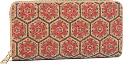 Produktbild von styleBREAKER Damen Geldbörse aus Kork mit buntem Muster Print im Ethno Look, Reißverschluss, Portemonnaie 02040138